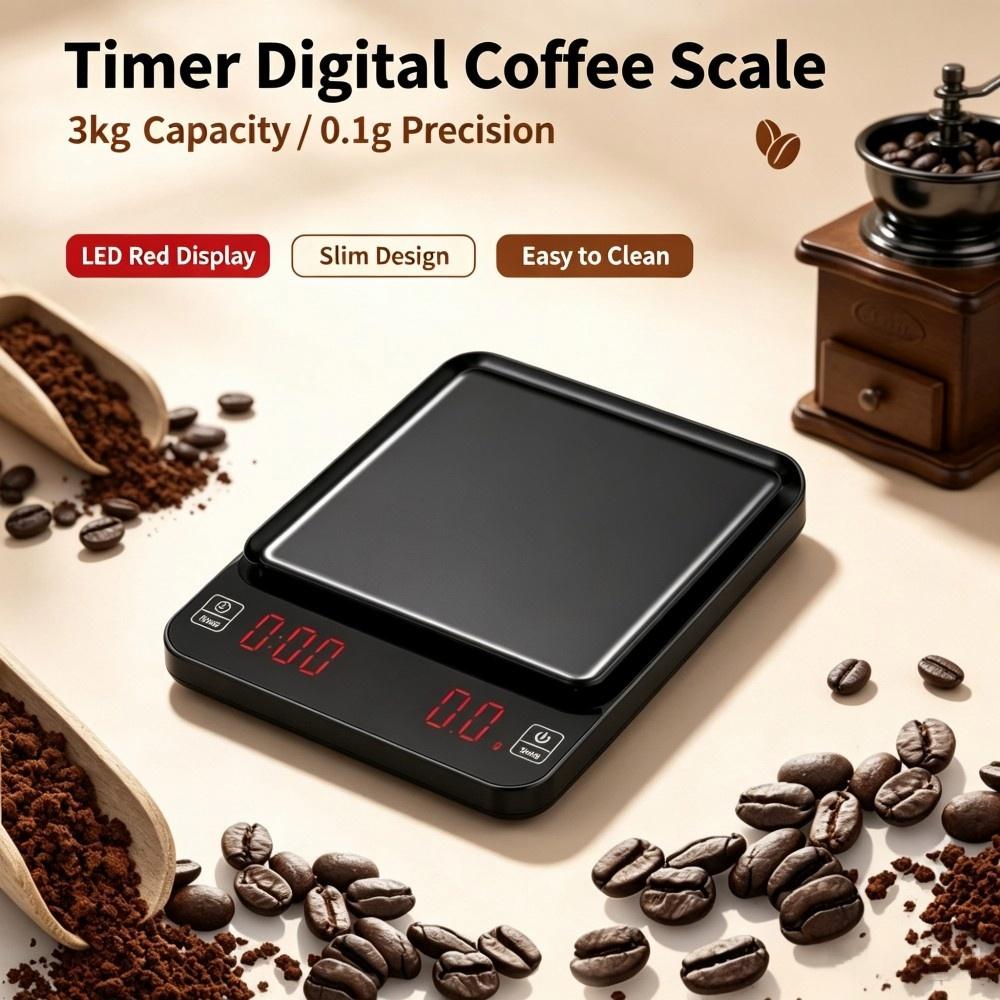Electronics & Tech Gadgets - 3kg/0.1g Hoge Precisie Digitale Koffieweegschaal, LED