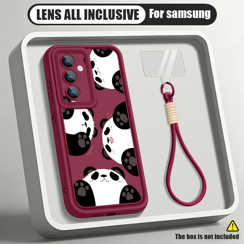 Samsung Galaxy S24 - Cartoon Panda Patroon Lanyard Telefoonhoesje Voor