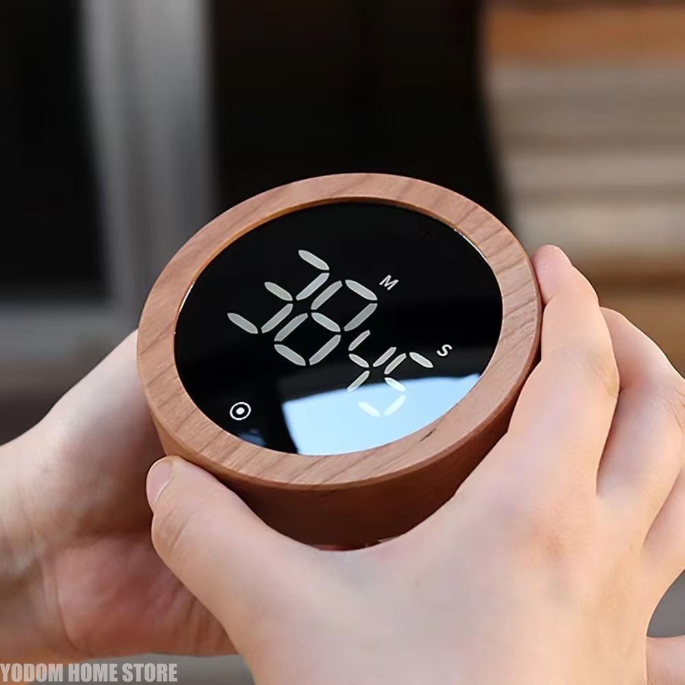 Electronics And Gadgets With I - LED Elektronische Roterende Houtnerf Timer Ronde